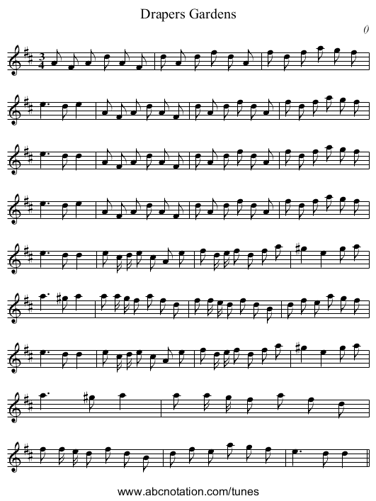 Drapers Gardens - staff notation