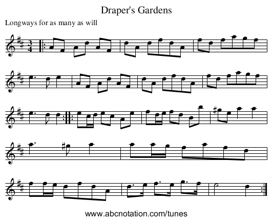 Draper's Gardens - staff notation