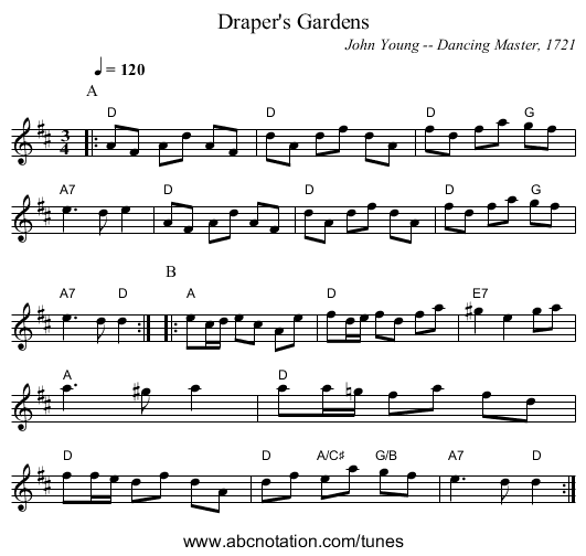 Draper's Gardens - staff notation