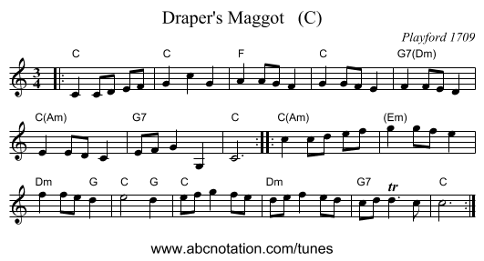 Draper's Maggot   (C) - staff notation