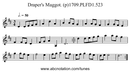 Draper's Maggot. (p)1709.PLFD1.523 - staff notation