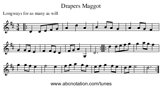 Drapers Maggot - staff notation