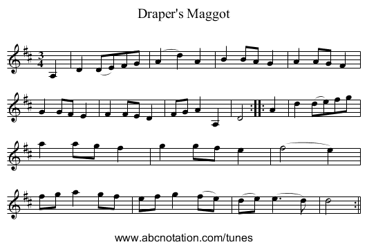 Draper's Maggot - staff notation