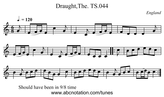 Draught,The. TS.044 - staff notation