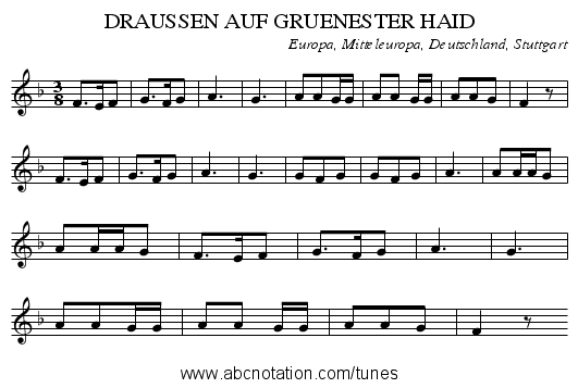 DRAUSSEN AUF GRUENESTER HAID - staff notation
