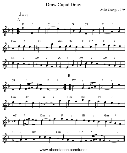 Draw Cupid Draw - staff notation