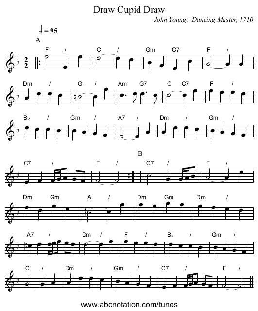 Draw Cupid Draw - staff notation