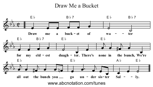 Draw Me a Bucket - staff notation