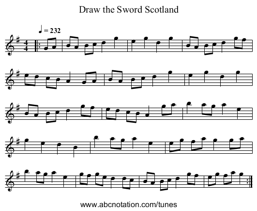 Draw the Sword Scotland - staff notation
