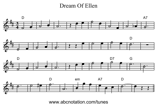 Dream Of Ellen - staff notation