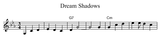 Dream Shadows - staff notation