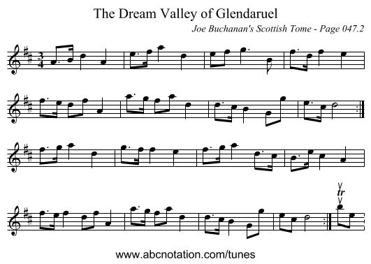 Dream Valley of Glendaruel, The - staff notation