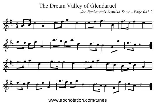 Dream Valley of Glendaruel, The - staff notation