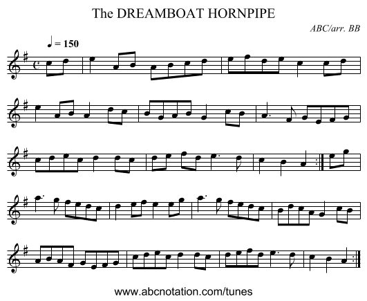DREAMBOAT HORNPIPE, The - staff notation