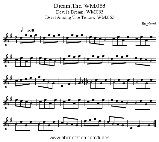Dream,The. WM.063 - staff notation