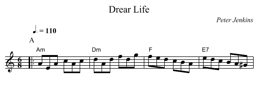 Drear Life - staff notation