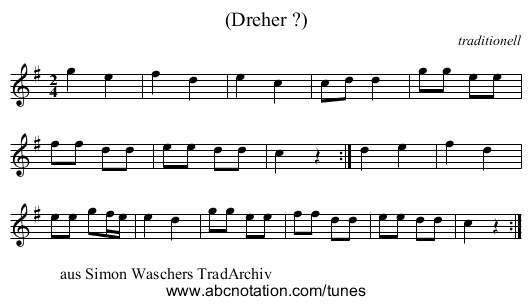 (Dreher ?) - staff notation