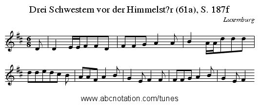 Drei Schwestern vor der Himmelst?r (61a), S. 187f - staff notation