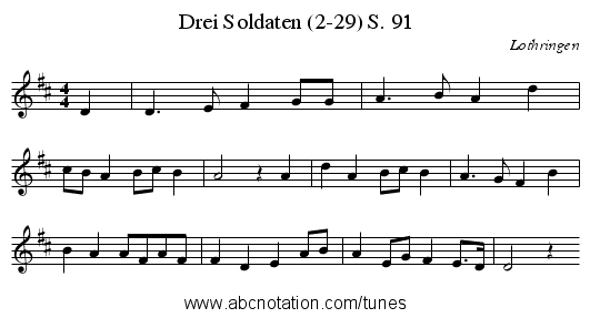 Drei Soldaten (2-29) S. 91 - staff notation