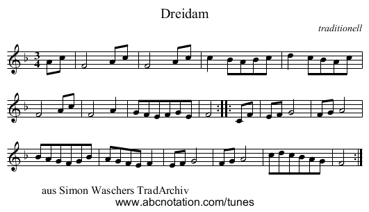 Dreidam - staff notation