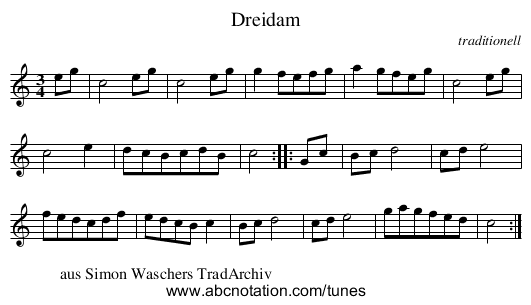 Dreidam - staff notation