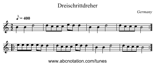 Dreischrittdreher - staff notation
