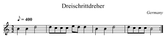 Dreischrittdreher - staff notation
