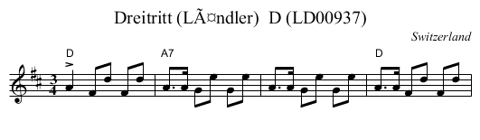 Dreitritt (LÃ¤ndler)  D (LD00937) - staff notation