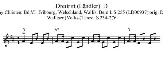 Dreitritt (L&auml;ndler)  D - staff notation