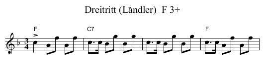 Dreitritt (L&auml;ndler)  F 3+ - staff notation
