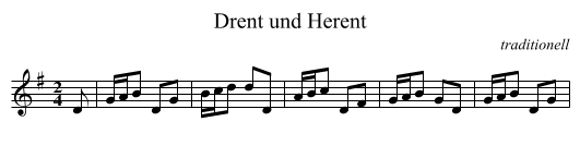 Drent und Herent - staff notation