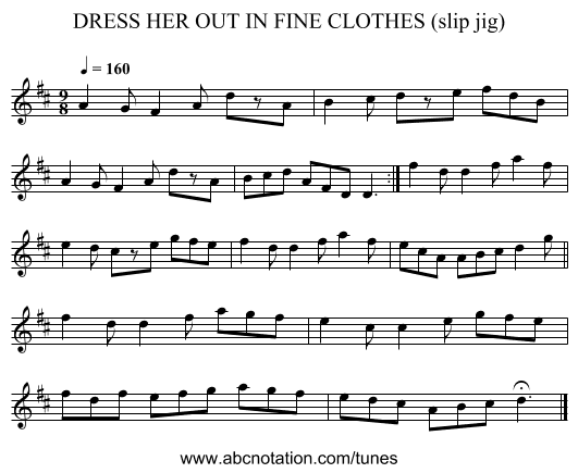 DRESS HER OUT IN FINE CLOTHES (slip jig) - staff notation