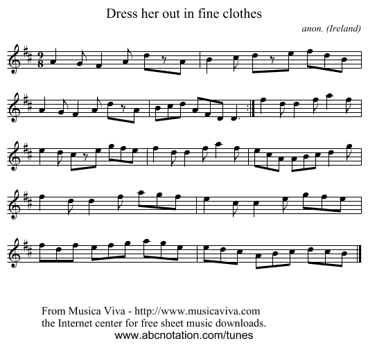 Dress her out in fine clothes - staff notation