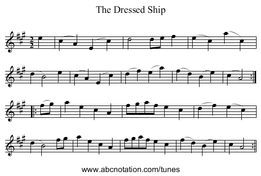 Dressed Ship, The - staff notation