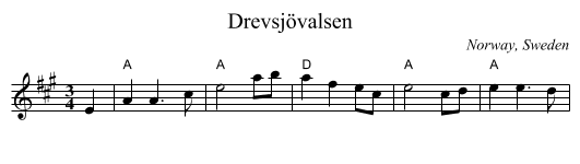 Drevsj&ouml;valsen - staff notation
