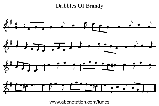 Dribbles Of Brandy - staff notation