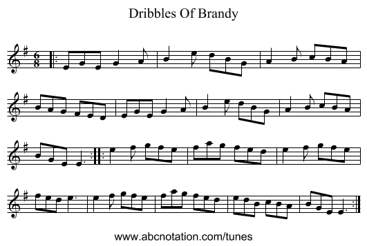 Dribbles Of Brandy - staff notation