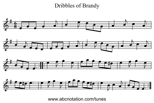 Dribbles of Brandy - staff notation