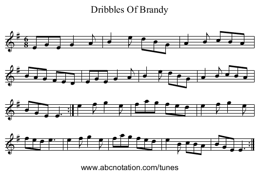 Dribbles Of Brandy - staff notation