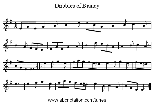 Dribbles of Brandy - staff notation