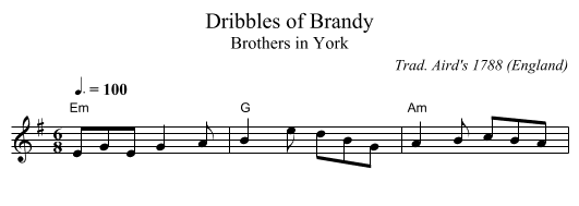 Dribbles of Brandy - staff notation