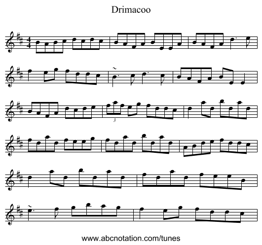 Drimacoo - staff notation