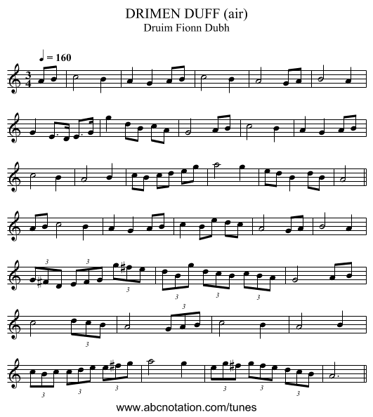 DRIMEN DUFF (air) - staff notation