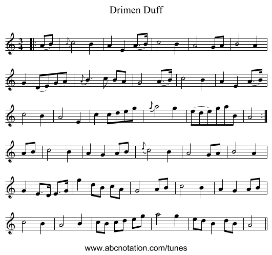 Drimen Duff - staff notation