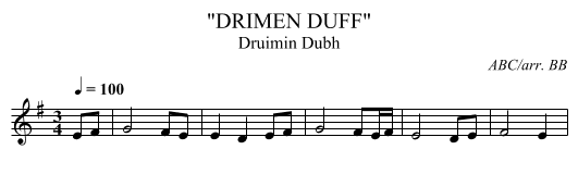 DRIMEN DUFF - staff notation