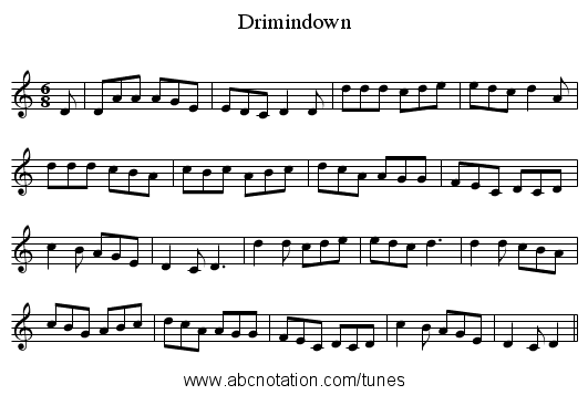 Drimindown - staff notation