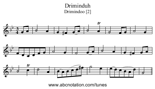 Driminduh - staff notation