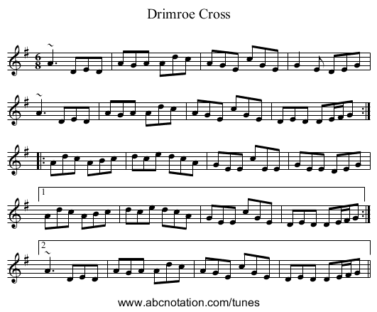 Drimroe Cross - staff notation