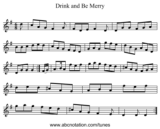 Drink and Be Merry - staff notation
