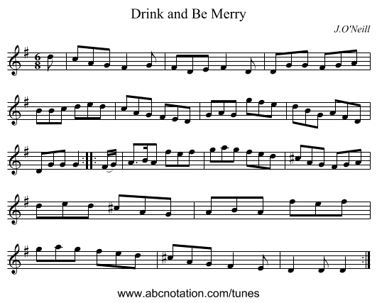 Drink and Be Merry - staff notation